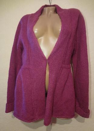 Моделюючий теплий кардиган, кофта, вовна, мохер, малиновий колір