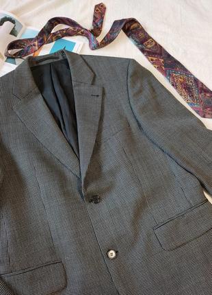Шерстяной винтажный пиджак прямого кроя с мужского плеча renato cavalli6 фото