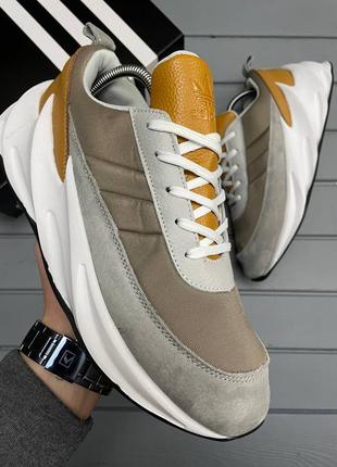 Мужские демисезонные бежевые  кроссовки adidas sharks🆕адидас шарк6 фото