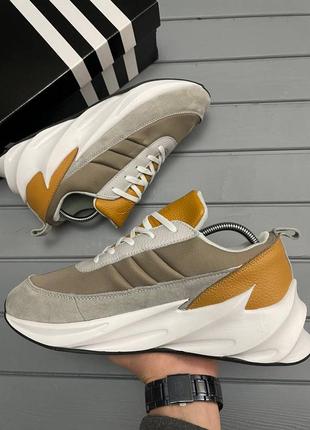 Мужские демисезонные бежевые  кроссовки adidas sharks🆕адидас шарк1 фото