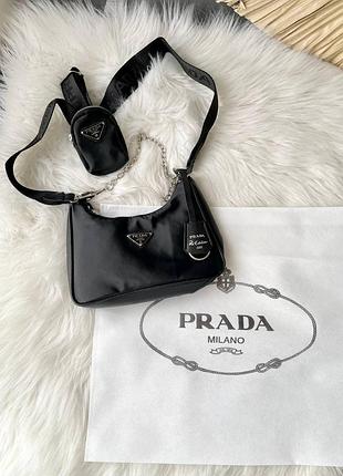 ❤ женская черная сумка сумочка в стиле  prada re-edition mini black ❤
