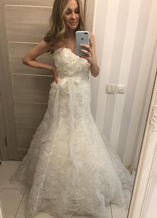 Весільна сукня рибка з бантом у троянди mori lee by madeline gardner10 фото