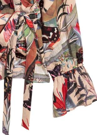 H&m блуза блузка с запахом воланы рюши цветочный принт на запах3 фото