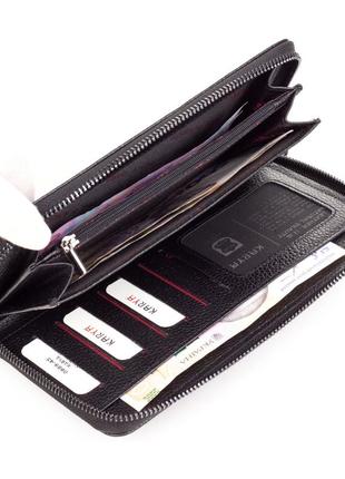 Чоловічий шкіряний гаманець клатч karya 0889-45 чорний7 фото