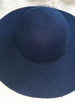 Фетровий крислатий темно синій капелюх3 фото