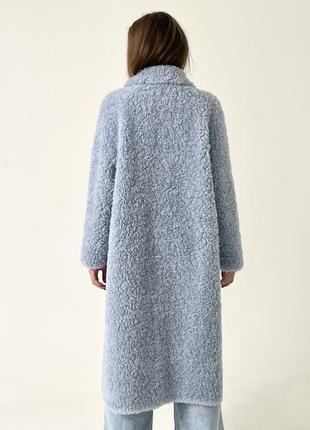 Натуральний меринос шуба оверсайз ніжно-блакитна