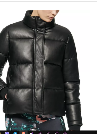 Женская куртка-пуховик из экокожи marc new york performance faux leather puffer jacket оригинал7 фото