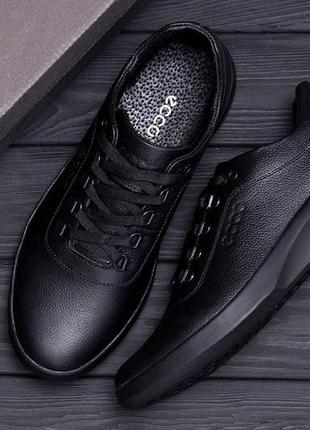 Чоловічі шкіряні кросівки ecco lite black