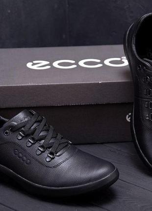 Мужские кожаные кроссовки ecco lite black