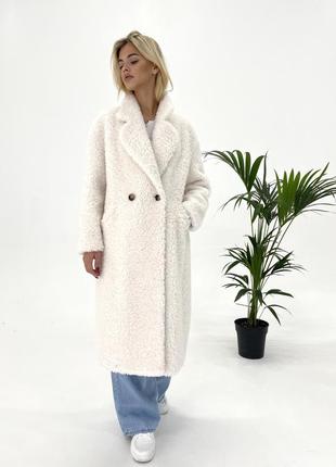 Натуральная белая шуба меховое пальто из 100% мериноса на подкладке1 фото