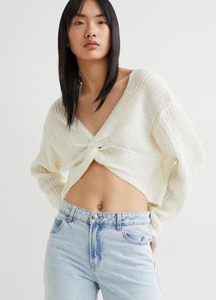 В'язаний укорочений джемпер светр з вузлом, н&м2 фото
