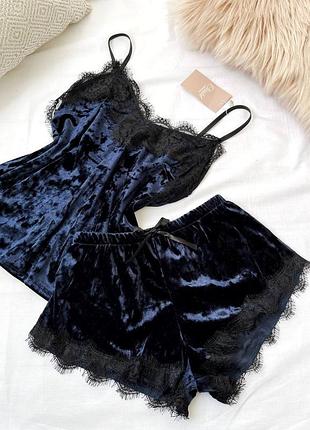 Велюровая пижама шорты+майка/велюрова піжама з мереживом/мраморна піжама/подарок на день влюблённых, 8 марта