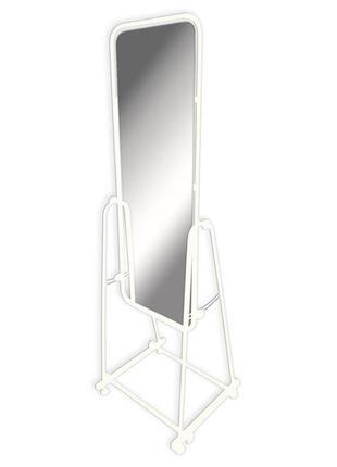 Торговое белое зеркало ширина 40 см в металлической рамке на ножках