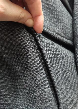 Качественное темно-серое удлиненное двубортное шерстяное пальто с поясом topman3 фото