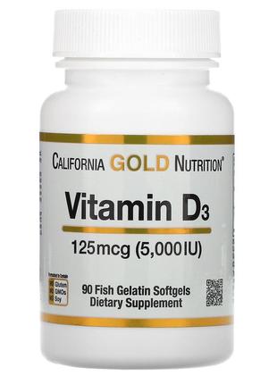 Вітамін d3, 125 мкг (5000 мЕ), 90 капсул california gold nutrition cша