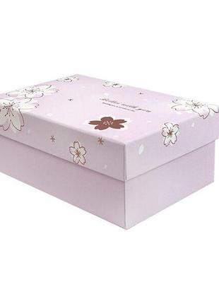 Подарункова коробка з квітами рожева, l - 28.5х21.5х11 см