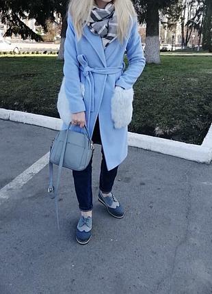 Пальто з хутряними натуральними кишенями, тепле пальто