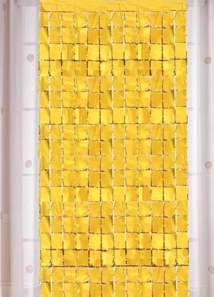 Дождик золотой для фотозоны кубиками, высота 2 метра, ширина 1 метр
