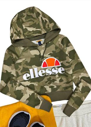 Камуфляжний укорочений худі на флісі з капюшоном ellesse оригінал