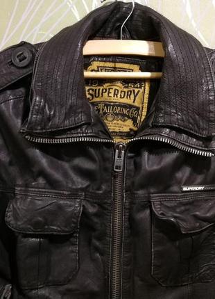 Мужская коричневая кожаная куртка superdry brad6 фото