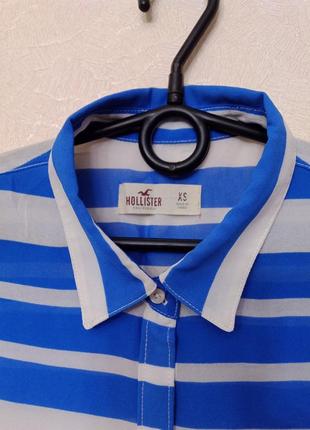 Синяя блузка в полоску, блузка-рубашка, летняя рубашка3 фото