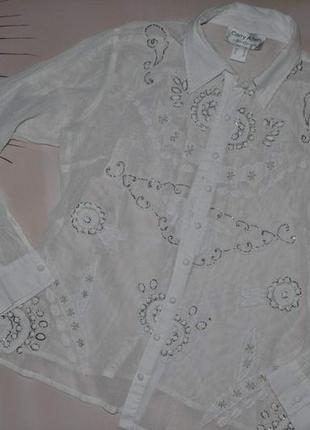 Стильная рубашка, с вышивкой,ткань сетка 52 размер1 фото