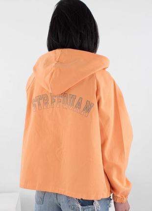Стильная оранжевая осенняя весенняя демисезон куртка ветровка оверсайз2 фото