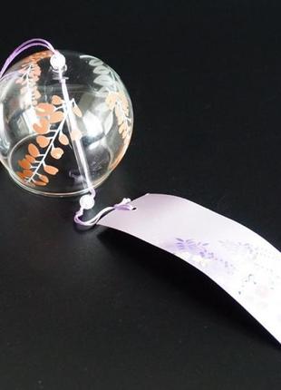 Японский стеклянный колокольчик фурин лаванда + подарок2 фото