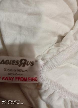 Хлопковый белый наматрасник простынь на резинке babies2 фото