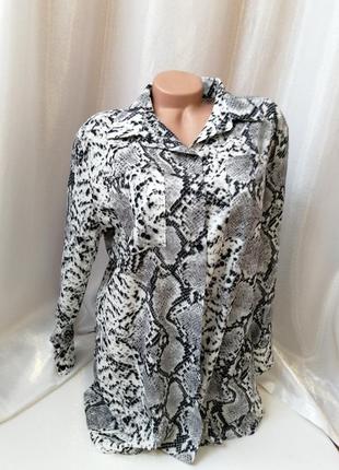 Рубашка блуза хищный принт питон змея чешуя с накладными карманами на груди ⛔ ‼...