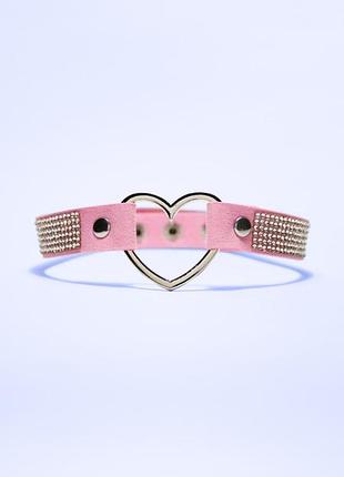💖розовый милый чокер со стразами и сердечком💖 нулевые альт лолита косплей подарок девушке💖