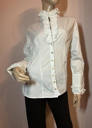 Белая романтическая блузка с рюшками/m- l/ brend almsach2 фото