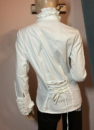 Белая романтическая блузка с рюшками/m- l/ brend almsach6 фото