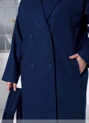 Стильне монохромне двобортне пальто oversize, 6 кольорів.3 фото