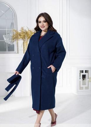Стильне монохромне двобортне пальто oversize, 6 кольорів.2 фото
