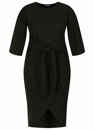 Boohoo чорне міді-плаття з поясом на запах і рукавами в стилі кімоно дуже жіночна і...