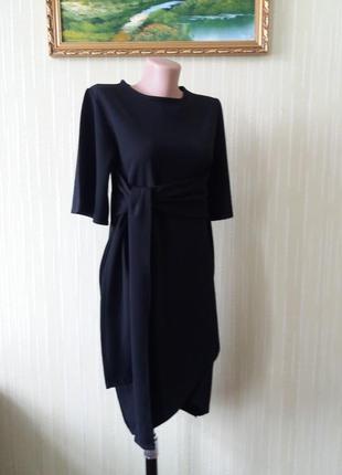 Boohoo чорне міді-плаття з поясом на запах і рукавами в стилі кімоно дуже жіночна і...