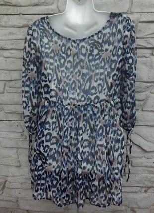 Распродажа!!! красивая, шифоновая, свободная блуза-туника в принт papaya3 фото