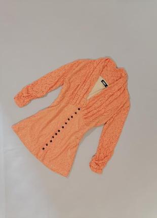 Кофта в винтажном ретро стиле кружевная персикового цвета