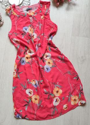 Легкое, цветочное платье, коралловый цвет, s2 фото