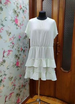 Легкое платье в клеточку, бело-салатовый цвет. divided2 фото