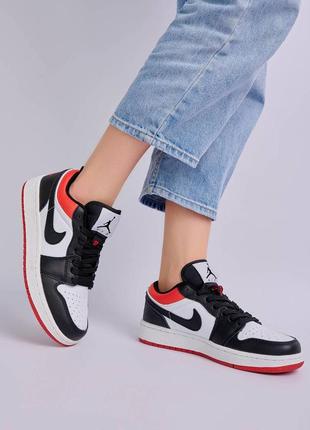 🏀🌺🖤nike jordan 1 low black red white🖤🌺🍥кроссовки найк джордан женские, жіночі кросівки весна-осінь джордан найк