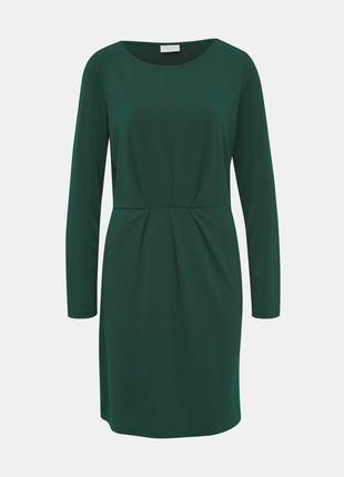 Базове смарагдове зелене міді плаття vila зелена сукня довгий рукав трикотажна2 фото