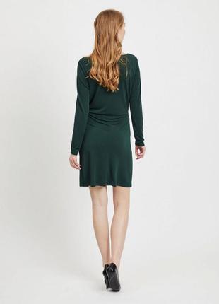 Базове смарагдове зелене міді плаття vila зелена сукня довгий рукав трикотажна5 фото