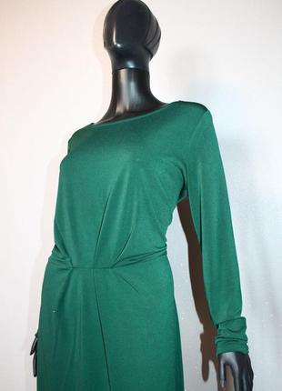 Базове смарагдове зелене міді плаття vila зелена сукня довгий рукав трикотажна8 фото