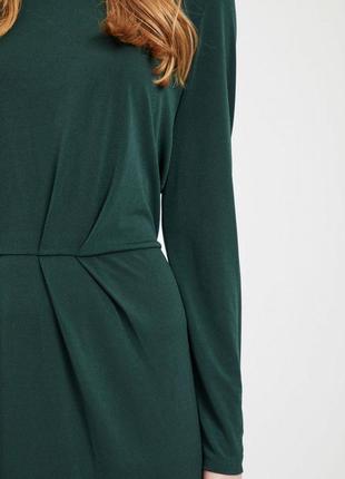 Базове смарагдове зелене міді плаття vila зелена сукня довгий рукав трикотажна3 фото
