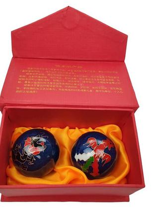 Китайские шарики "дракон и феникс" синие (с0354)