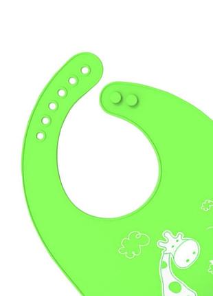Нагрудник детский bestbaby bs-8807 жираф green слюнявчик силиконовый с карманом для малышей2 фото