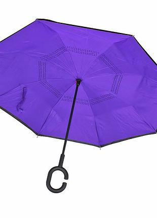 Зонт наоборот lesko up-brella фиолетовый смарт-зонт обратного сложения 13шт