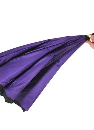 Парасолька навпаки lesko up-brella фіолетовий смарт-парасолька зворотного складання3 фото